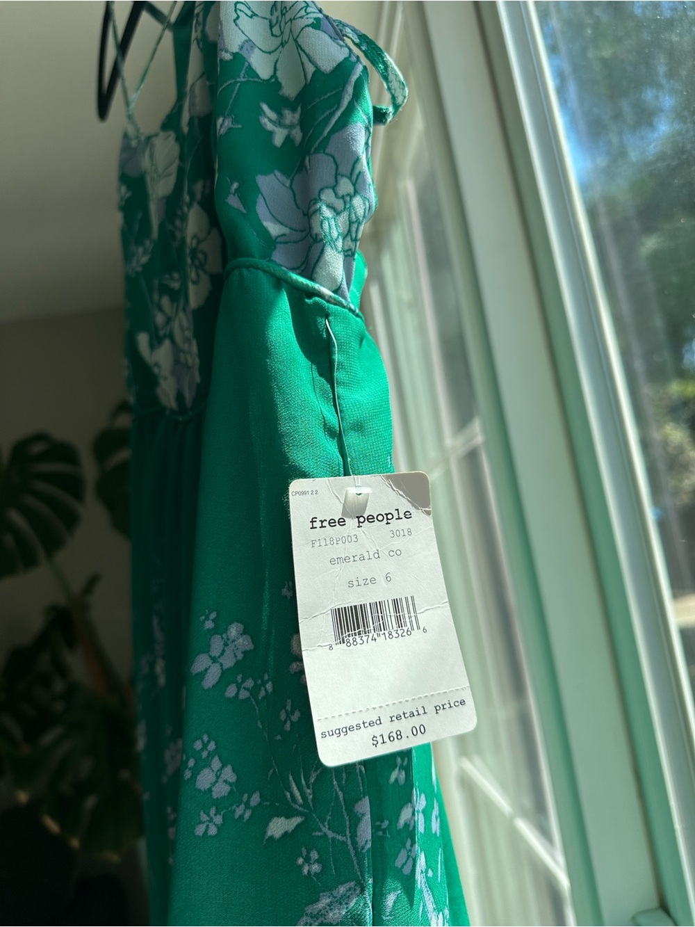 Free People Green Floral Maxi Dress with Spaghetti Straps - Picture 4 of 6